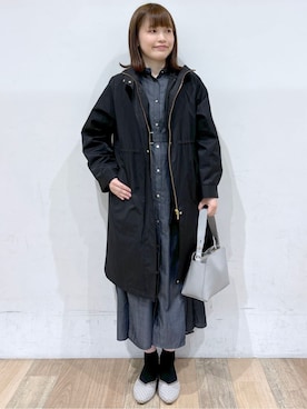 「アイテム（モッズコート、ブラック系）」を使った、るーさん（レディース・158cm）の冬コーディネート