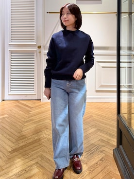 「DRESSTERIOR（ドレステリア）のヴィンテージ ユーズド ストレートデニム（デニムパンツ、ブルー系）」を使った、つじ まこさん（レディース・150cm）の夏コーディネート