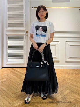 「DRESSTERIOR（ドレステリア）の【別注】マリリンモンロー/カラープリントTシャツ（Tシャツ/カットソー、ホワイト系）」を使った、つじ まこさん（レディース・150cm）の夏コーディネート