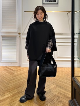 「DRESSTERIOR（ドレステリア）の【ウォッシャブル】ビエラオンブレチェックシャツ（シャツ/ブラウス、レッド系）」を使った、つじ まこさん（レディース・150cm）の秋コーディネート