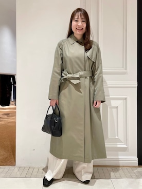 「アイテム（トレンチコート、グリーン系）」を使った、minowaさん（レディース・156cm）の冬コーディネート