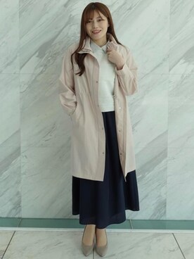 「アイテム（モッズコート、ピンク系）」を使った、sayaさん（レディース・166cm）の冬コーディネート