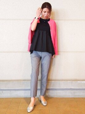 「OPAQUE.CLIP（オペークドットクリップ）の◆ペプラムドッキングカットソー【洗濯機洗い可】（Tシャツ/カットソー）」を使った、shinkoさん（レディース・167cm）の春コーディネート