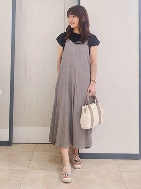 「Lee（リー）のアイテム（トートバッグ）」を使った、kumiさん（レディース・164cm）の夏コーディネート