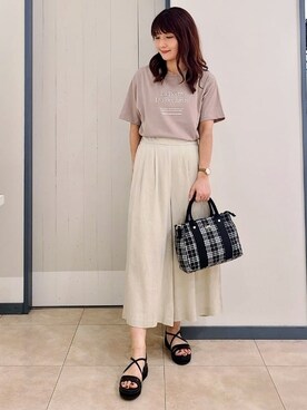 「Lee（リー）のアイテム（トートバッグ）」を使った、kumiさん（レディース・164cm）の夏コーディネート