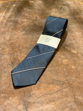 「TAKEO KIKUCHI（タケオキクチ）の【Made in JAPAN】番千鳥ウィンドペン柄 ネクタイ（ネクタイ、グリーン系）」を使った、蒲谷祐太さん（メンズ・180cm）の冬コーディネート