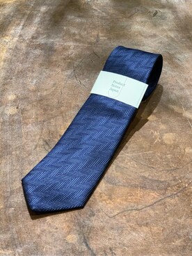 「TAKEO KIKUCHI（タケオキクチ）の【Made in JAPAN】矢絣（やがすり）シルクネクタイ（ネクタイ、ブルー系）」を使った、蒲谷祐太さん（メンズ・180cm）の冬コーディネート