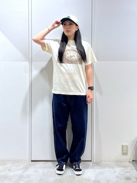 「XLARGE（エクストララージ）のSWIRL S/S TEE（Tシャツ/カットソー、ホワイト系）」を使った、reiaさん（レディース・173cm）の夏コーディネート