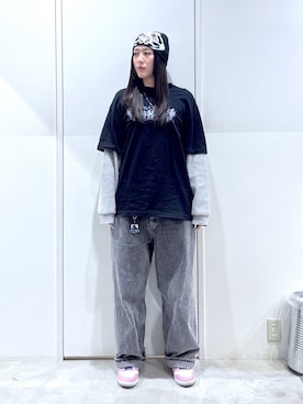 「XLARGE（エクストララージ）のアイテム（帽子）」を使った、reiaさん（レディース・173cm）の春コーディネート