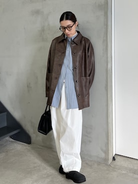 「アイテム（ステンカラーコート）」を使った、shinoさん（レディース・160cm）の秋コーディネート