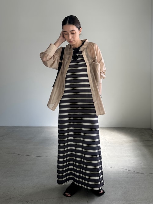 Mサイズ 新品未使用 レザレクション ノースリーブ ボーダー ワンピース カップ付きボーダーノースリーブワンピース（ワンピース）｜select