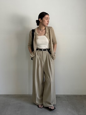 「ニットカーディガン」｜shinoさん（レディース・160cm）の夏コーディネート