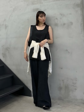 「select MOCA by son（セレクトモカバイソン）のフラワーエンブロイダリーシアーオーバーサイズシャツ【セットアップ対応】【by SON】（シャツ/ブラウス）」を使った、shinoさん（レディース・160cm）の春コーディネート