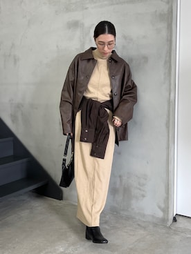 「アイテム（ステンカラーコート）」を使った、shinoさん（レディース・160cm）の秋コーディネート