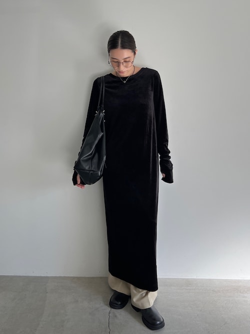フィンガースリーブベロアロングワンピ―ス（ワンピース）｜select MOCA