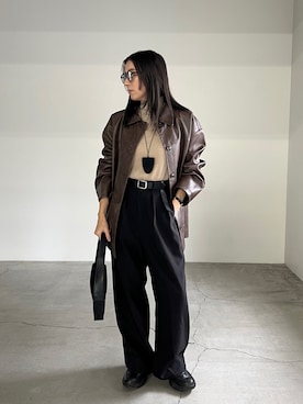 「アイテム（ステンカラーコート）」を使った、shinoさん（レディース・160cm）の秋コーディネート