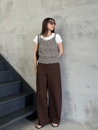 「select MOCA(セレクトモカ)のミックス編みサマーニットキャミソール(ベスト)」を使った、shinoさん(レディース・160cm)の夏コーディネート