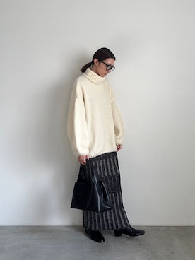 「select MOCA by son（セレクトモカバイソン）のアイテム（ニット/セーター）」を使った、shinoさん（レディース・160cm）の冬コーディネート