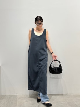 「select MOCA（セレクトモカ）のカップ付きラウンドバックオープンキャミソール（キャミソール、ベージュ系）」を使った、shinoさん（レディース・160cm）の夏コーディネート