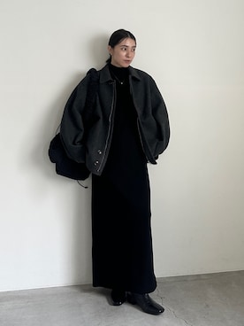 「select MOCA by son（セレクトモカバイソン）のアイテム（その他アウター）」を使った、shinoさん（レディース・160cm）の秋コーディネート