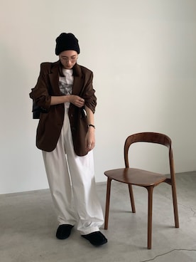「アイテム（ニットキャップ/ビーニー）」を使った、shinoさん（レディース・160cm）の春コーディネート