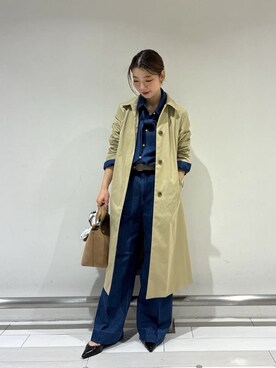 「UNTITLED（アンタイトル）の【セットアップ可/ボウタイ】ライトウェイトデニムブラウス（Shirts、ブルー系）」を使った、Rinさん（レディース・157cm）の冬コーディネート