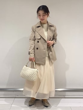 「アイテム（トレンチコート、グレー系）」を使った、Rinさん（レディース・157cm）の冬コーディネート