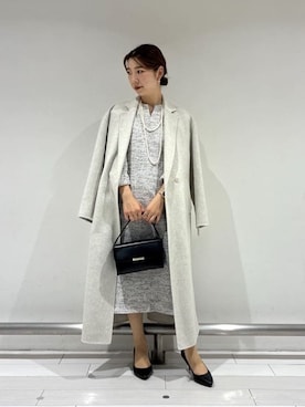 「UNTITLED（アンタイトル）の【洗える/ストレッチ】ツイードジャージワンピース（One piece dress、ホワイト系）」を使った、Rinさん（レディース・157cm）の秋コーディネート