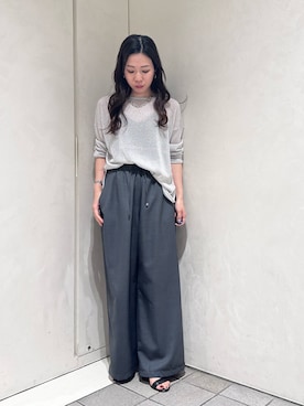 「アイテム（ニット/セーター、シルバー系）」を使った、YUGUさん（レディース・150cm）の夏コーディネート