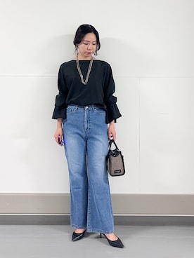 「オンオフ兼用」｜「アイテム（トップス）」を使った、YUGUさん（レディース・150cm）の秋コーディネート