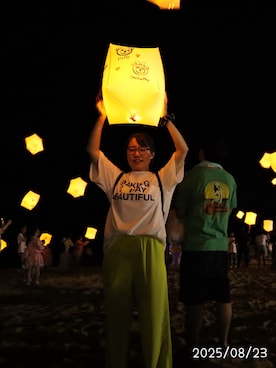 「しまむら（シマムラ）のアイテム（Tシャツ/カットソー）」を使った、ダッフィーさん（レディース・152cm）の秋コーディネート