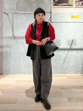 「アイテム（ニットキャップ/ビーニー）」を使った、ria0079さん（レディース・163cm・20代）の秋コーディネート