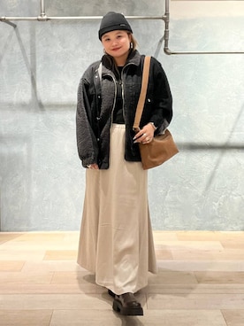 「LEPSIM（レプシィム）のデニムボアドッキングジャケット　593752（デニムジャケット）」を使った、ria0079さん（レディース・163cm）の冬コーディネート