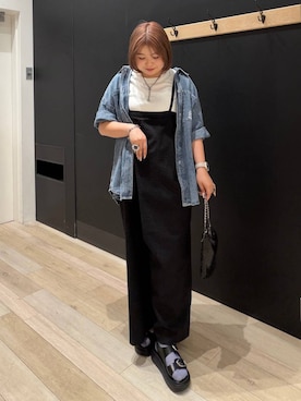 「LEPSIM（レプシィム）のベルトバックルクッションサンダル　638815（サンダル、ブラック系）」を使った、ria0079さん（レディース）の春コーディネート