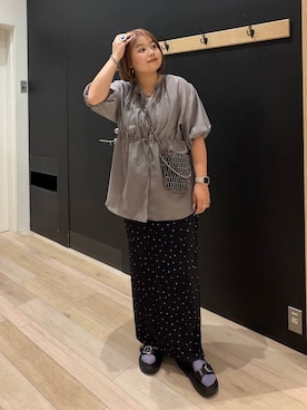 「LEPSIM（レプシィム）のベルトバックルクッションサンダル　638815（サンダル、ブラック系）」を使った、ria0079さん（レディース）の春コーディネート