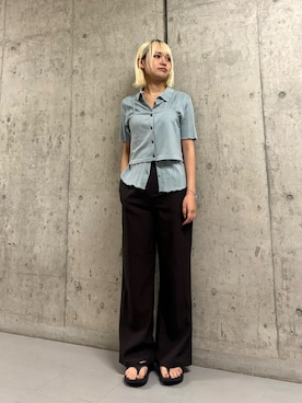 「KBF（ケイビーエフ）のビスチェSETニットシャツ（ニット/セーター、ブルー系）」を使った、リロさん（レディース・161cm）の夏コーディネート