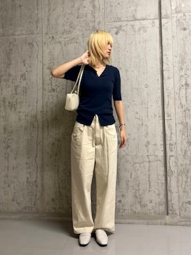 「KBF（ケイビーエフ）のアイテム（ニット/セーター）」を使った、リロさん（レディース・161cm）の夏コーディネート