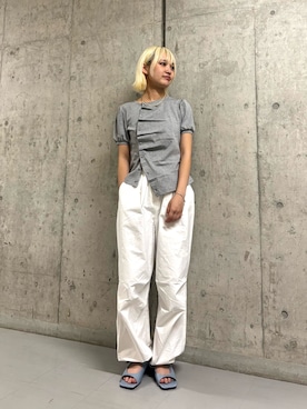 「KBF（ケイビーエフ）のアシメトリーデザインカットソー（Tシャツ/カットソー、グレー系）」を使った、リロさん（レディース・161cm）の春コーディネート