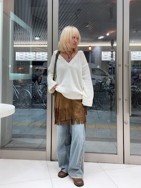 「RODE SKO（ロデスコ）のアイテム」を使った、リロさん（レディース・161cm）の秋コーディネート