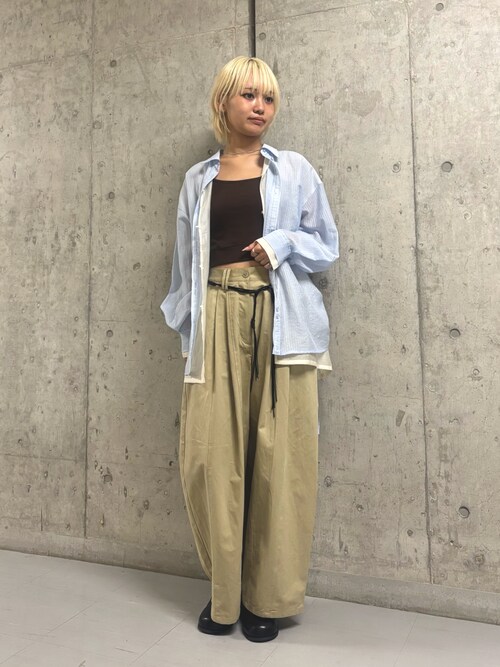 シアーストライプレイヤードシャツ