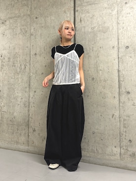「KBF（ケイビーエフ）のアイテム（パンツ）」を使った、リロさん（レディース・161cm）の夏コーディネート