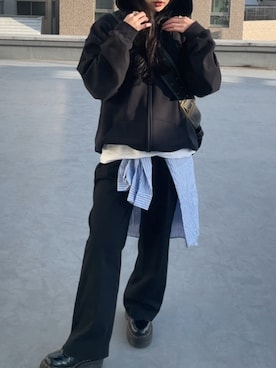 「韓国ファッション」｜「アイテム（パーカー）」を使った、ayaさん（レディース・160cm）の秋コーディネート