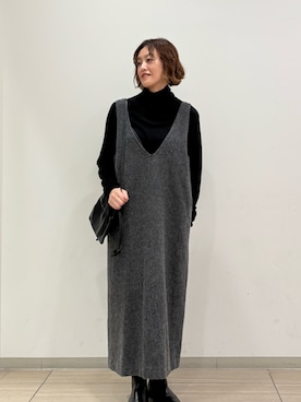 「ワントーンコーデ」｜「アイテム（ワンピース/ドレス）」を使った、rikaさん（レディース・161cm）の冬コーディネート