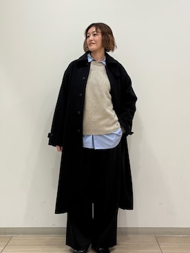 「アイテム（ステンカラーコート）」を使った、rikaさん（レディース・161cm）の冬コーディネート