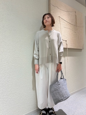 「かぐれ（カグレ）のハイツイストコットンワイドカーディガン（カーディガン/ボレロ、グレー系）」を使った、rikaさん（レディース・161cm）の春コーディネート