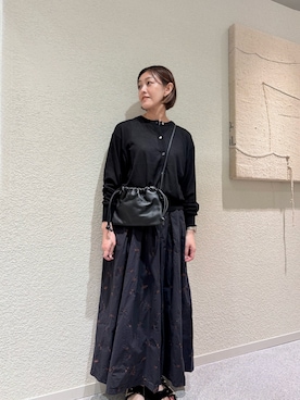 「かぐれ（カグレ）のコットンエアリーカーディガン（カーディガン/ボレロ、ブラック系）」を使った、rikaさん（レディース・161cm）の夏コーディネート