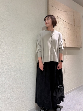 「かぐれ（カグレ）のハイツイストコットンワイドカーディガン（カーディガン/ボレロ、グレー系）」を使った、rikaさん（レディース・161cm）の春コーディネート