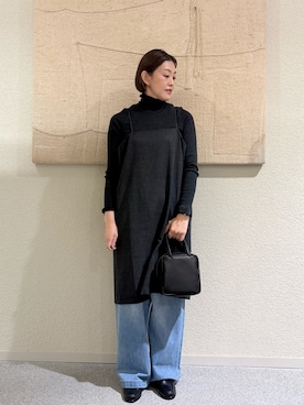 「かぐれ（カグレ）のme.　タートルネック（その他アンダーウェア/インナー、グレー系）」を使った、rikaさん（レディース・161cm）の秋コーディネート