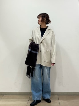 「アイテム（テーラードジャケット、パープル系）」を使った、rikaさん（レディース・161cm）の秋コーディネート