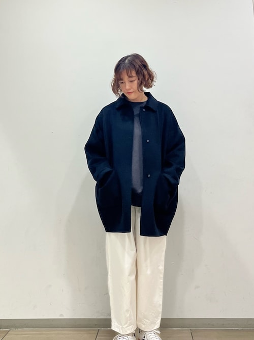 【美品】かぐれ　kagure ウールステンカラーショートコート　ネイビー 美品】かぐれ kagure ウールステンカラーショートコート ネイビー